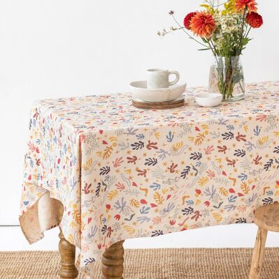 Abstract print linen tablecloth