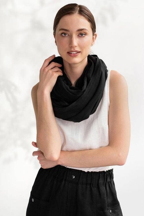 Black linen scarf