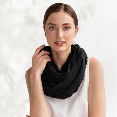 Black linen scarf
