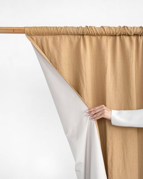 Blackout linen curtain panel (1 pcs) in Sandy beige