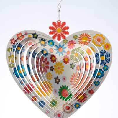 Heart Flowers silver Wind Spinner