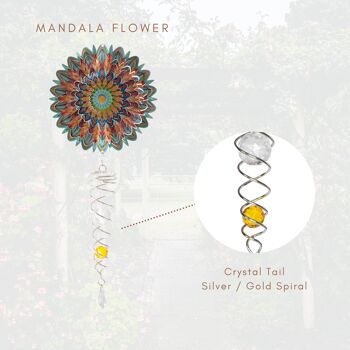 Queue de cristal d'artiste de fleur de mandala 3