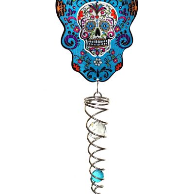 Calavera Plata Azul Artista Cristal Cola