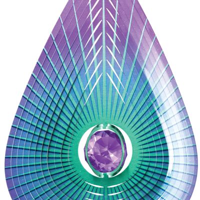 Moulin à vent violet en cristal en forme de larme