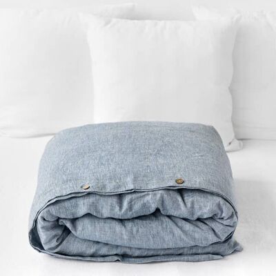 Blauer Melange-Bettbezug