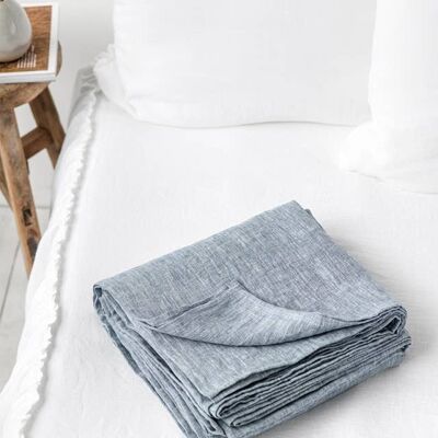 Drap plat bleu chiné