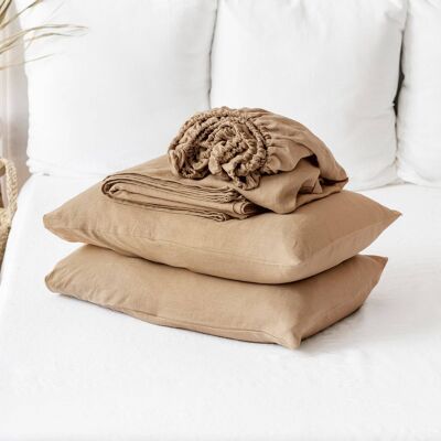 Latte linen sheet set (4 pcs)