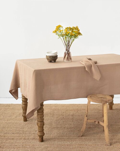 Latte linen tablecloth