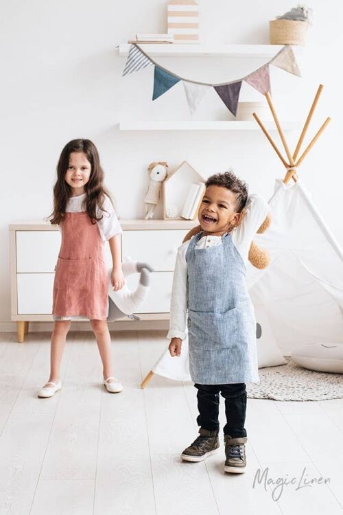 Linen apron for kids in various colors