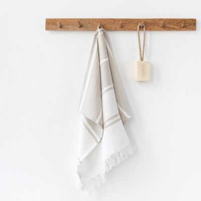 Linen tea towel in Ecru stripe