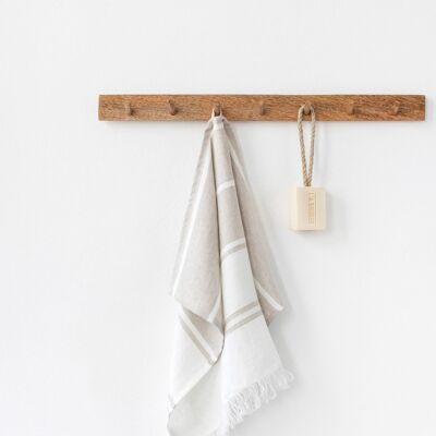 Linen tea towel in Ecru stripe