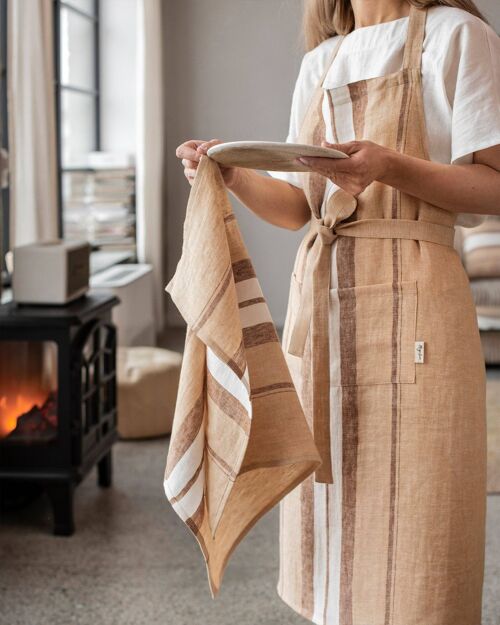 Linen tea towel in French stripe