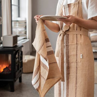 Linen tea towel in French stripe