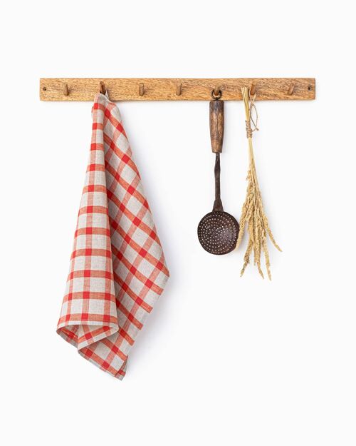 Linen tea towel in Gingham red