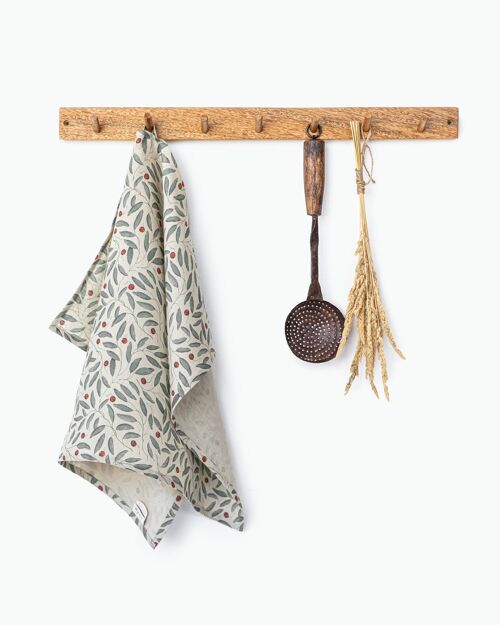 Linen tea towel in Mistletoe print