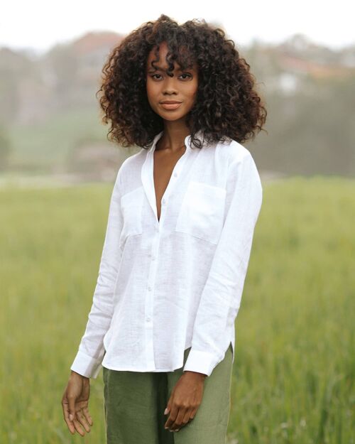 Long-sleeved linen shirt CALPE in White