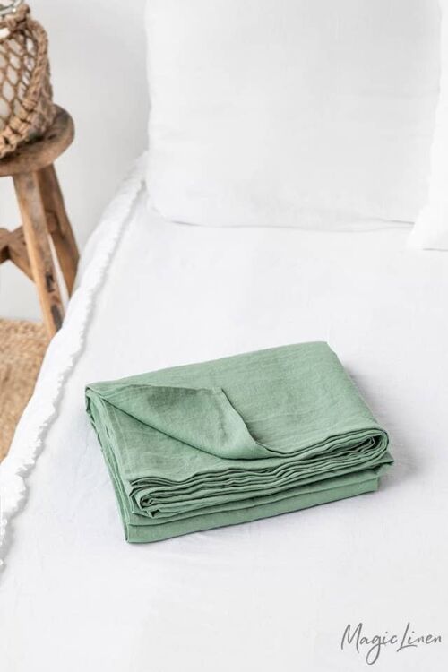 Matcha Green Linen Flat Sheet