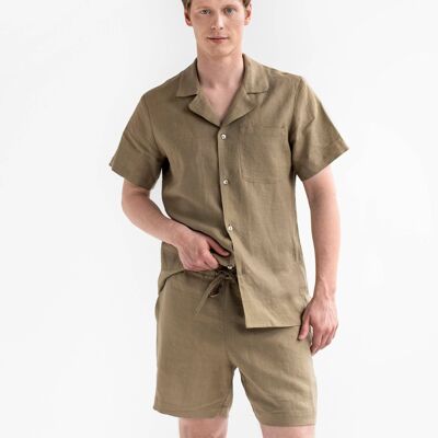 Men's linen loungewear set TINOS in Dried moss