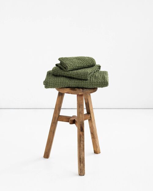 Waffle towel set in Forest Green