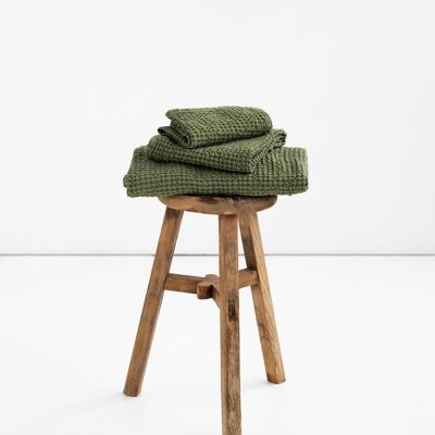 Waffle towel set in Forest Green