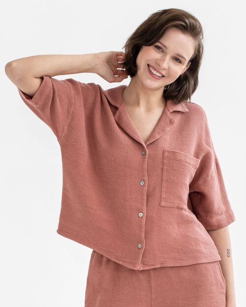 Waffle shirt CHARTRES in Burnt sienna