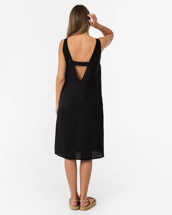 Robe en lin découpée TAHITI en Noir 2