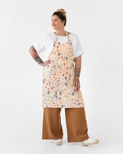 Linen bib apron in Abstract print
