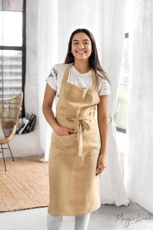 Linen bib apron in various colors