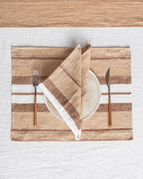 French striped linen napkin set of 2