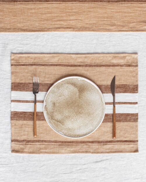 French striped linen placemat set of 2