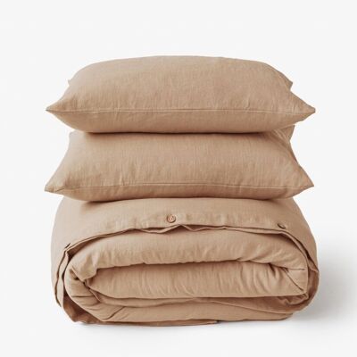 Latte linen duvet cover set (3 pcs)