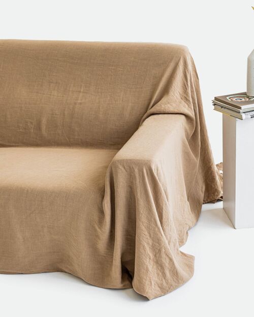 Linen couch cover in Latte