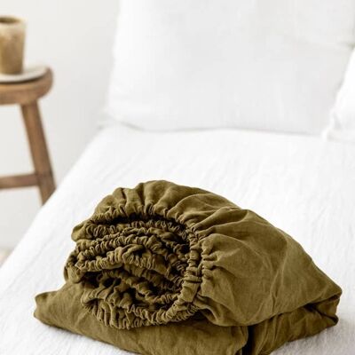 Drap-housse vert olive