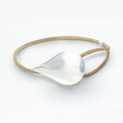 Tear of Freya - Pulsera de cuero plateado y marrón