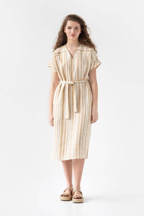 Midi striped linen dress RIBE