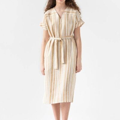 Midi striped linen dress RIBE