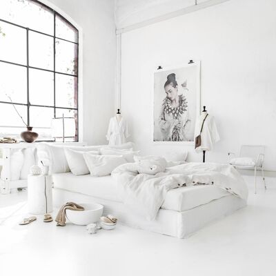 Bettlaken-Set aus weißem Leinen