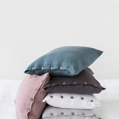 Linen pillowcase with buttons in various colors