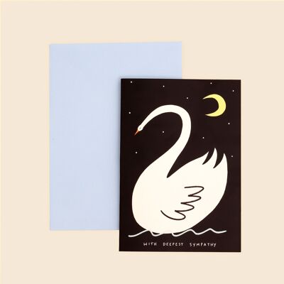Tarjeta de condolencia delicada del cisne | Con el más sentido pésame | Pensando en tu tarjeta | Tarjeta de condolencia moderna | Perdón por tu pérdida | Enviando amor