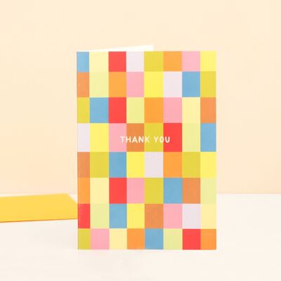 Colourful Squares Thank You Card | Thank You Greeting Cards | Gratitude Card | Simple Thank You Card For Neighbour, Colleague, Friend