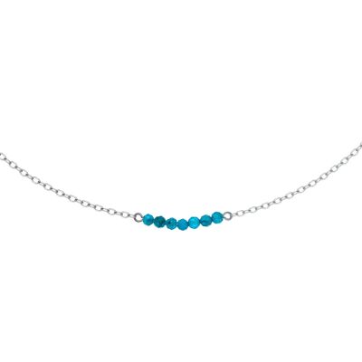 GABRIELLE choker chain necklace Silver & natural stone Blue Apatite