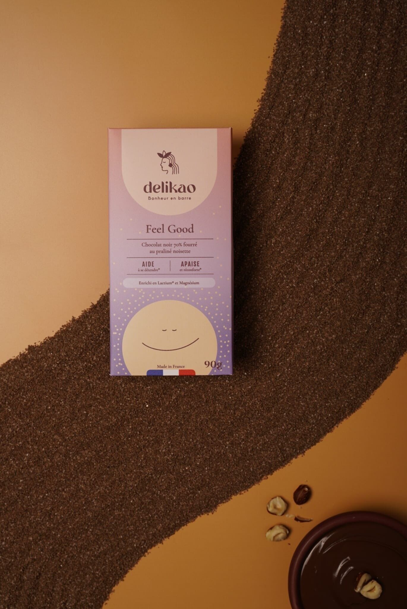 Cioccolato ANTISTRESS: ripieno al 70% con pralinato alla nocciola - Arricchito con Lattio e Magnesio