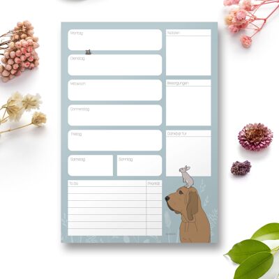 Weekly planner DIN A5, dog and rabbit