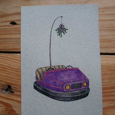 Christmas card - box car purple