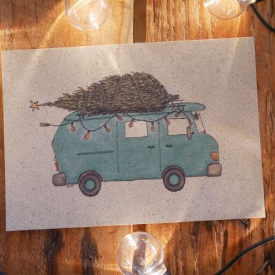 Christmas Card - Camper Turquoise