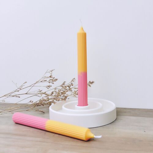 Ombre Orange and Pink Dinner Candles - Two Tone Taper Candle