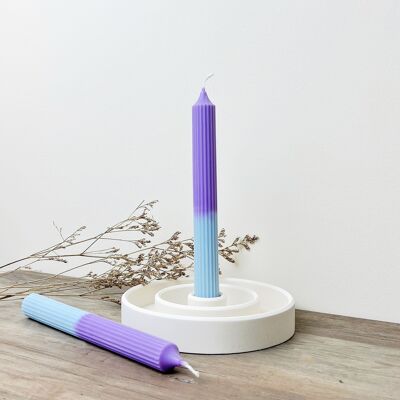 Zweifarbige lila und blaue Tafelkerze – Ombre-Kerzenständer