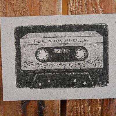 Postcard Grass Paper Cassette The Mountains Are Calling