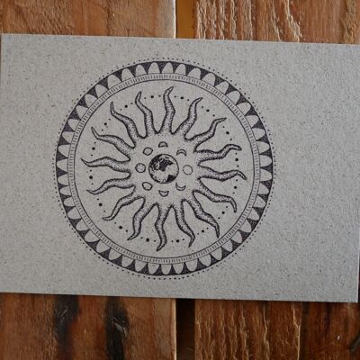 Postkarte Graspapier Sonne, Mond, Erde Mandala