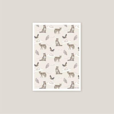 A6 Card Animals North Pole ecru